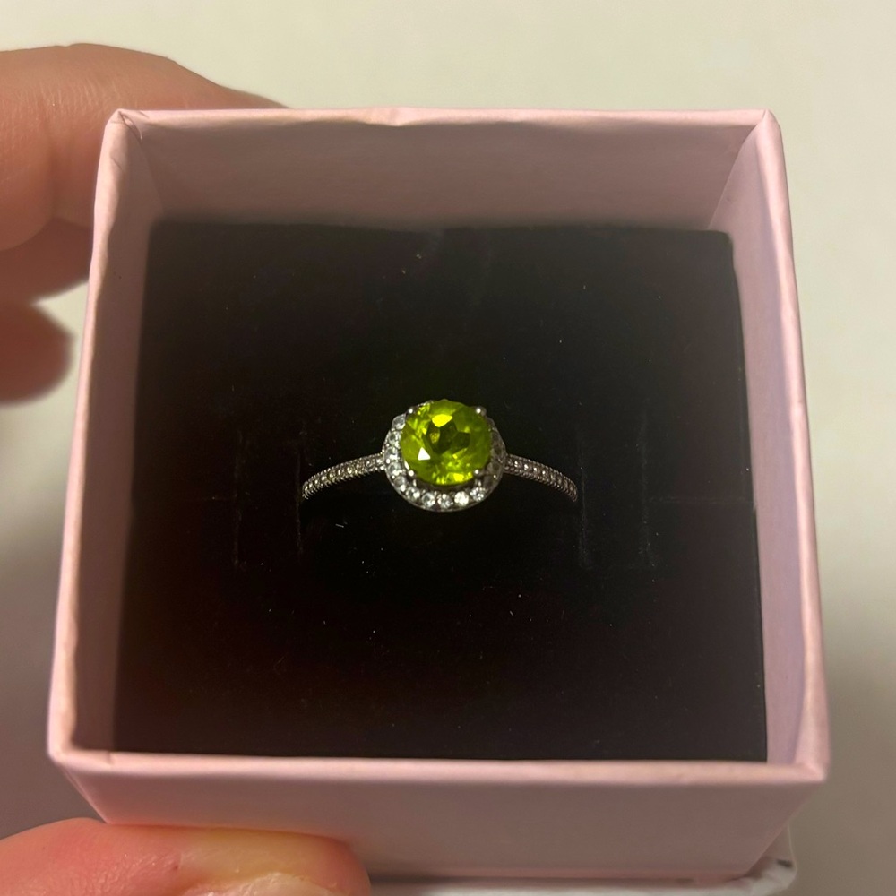 Silver Ring with Green Gemstone